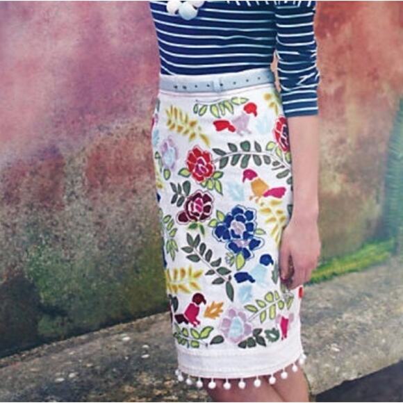 Anthropologie Dresses & Skirts - ANTHROPOLOGIE x MOULINETTE SOEURS La Festa Embroidered Pom Skirt Sz 4 {TT51}